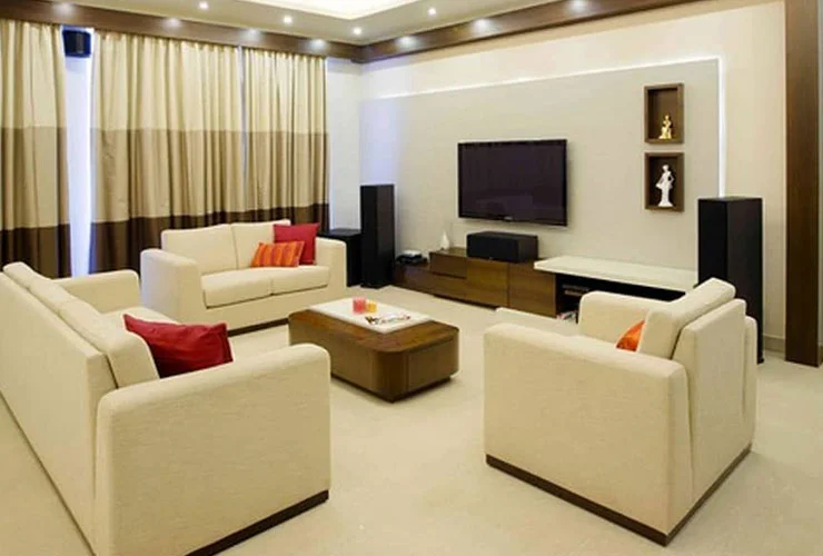 Modern Living Room With Tv Unit & False Ceiling